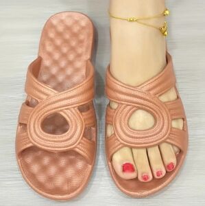 EVA Pool Slides Soft Flexible Beach Gym Shower Poolside Sandals, Light Brown